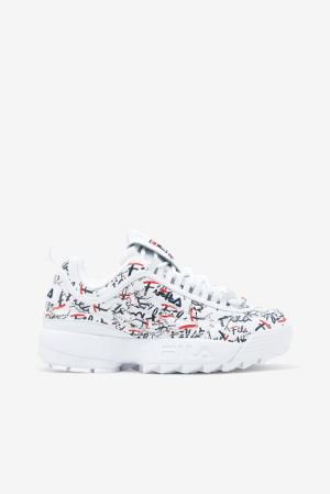 FILA Disruptor 2 Graffiti Sneakers White / Navy / Red,Womens Shoes | CA.VUMTAD908